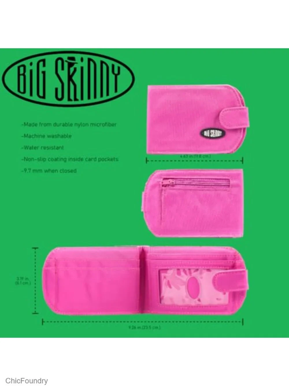 Slim Nylon Microfiber Bi-Fold Wallet Holds 25 Cards